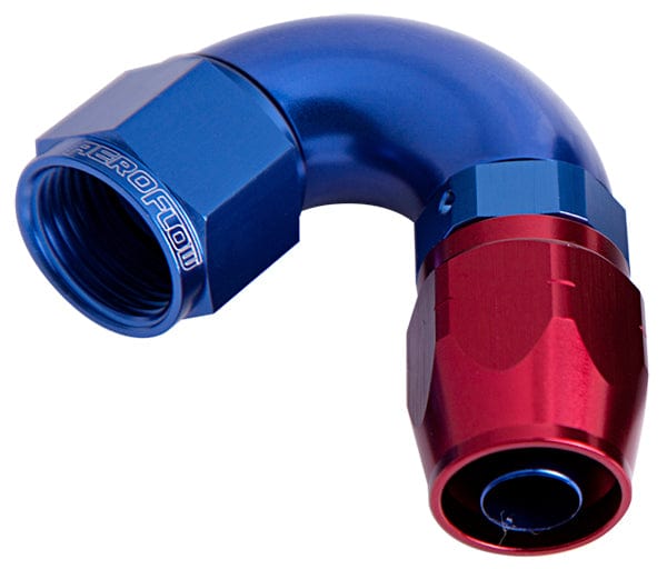 Aeroflow Performance Blue/Red Finish. Suits 100 & 450 Series Hose 550 Series Cutter One-Piece Full Flow Swivel 120° Hose End -4AN AF554-04 Autofit