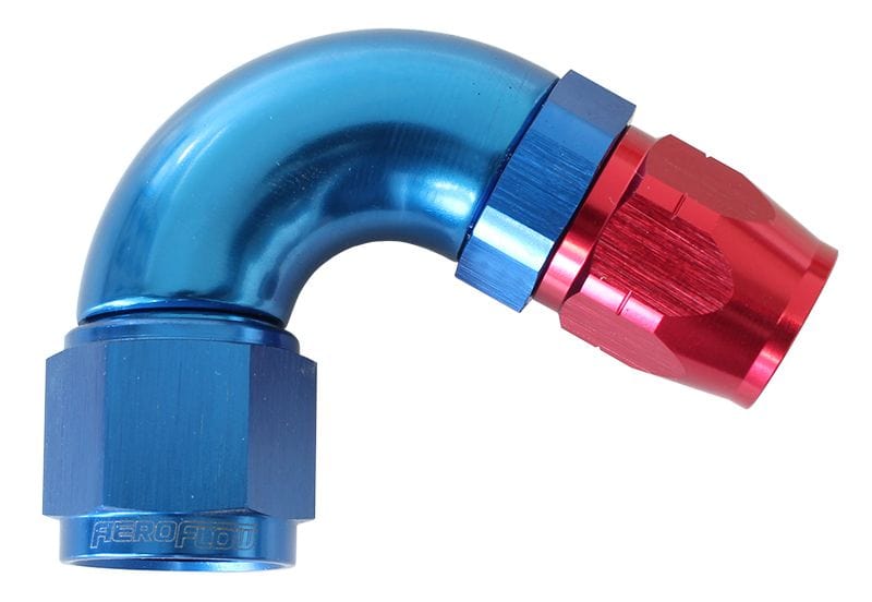 Aeroflow Performance Blue/Red Finish. Suits 100 & 450 Series Hose 550 Series Cutter Style One Piece Swivel 120° Stepped Hose End -6AN to -8 Hose A Autofit