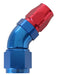 Aeroflow Performance Blue/Red Finish. Suits 100 & 450 Series Hose 550 Series Cutter Style One Piece Swivel 45° Stepped Hose End -8AN to -6 Hose AF Autofit