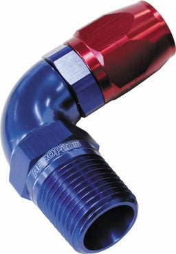 Aeroflow Performance Blue/Red Finish. Suits 100 & 450 Series Hose 90° Male NPT Full Flow Swivel Hose End 1/8" to -6AN AF529-06-02 Autofit