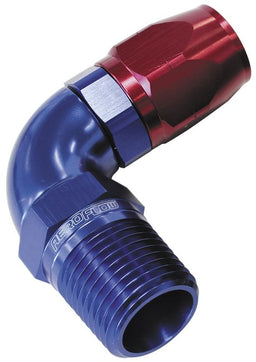 Aeroflow Performance Blue/Red Finish. Suits 100 & 450 Series Hose 90° Male NPT Full Flow Swivel Hose End 3/4" to -12AN AF529-12-12 Autofit