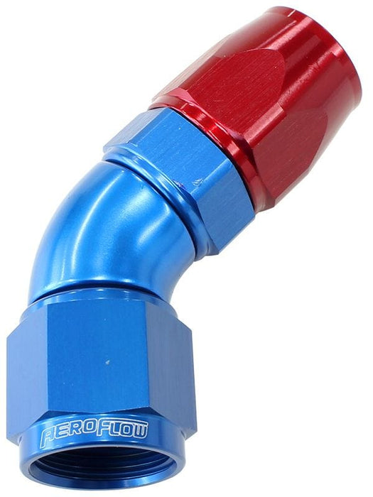 Aeroflow Performance Blue/Red Finish. Suits 200 & 250 Series Hose 570 Series PTFE 45° Hose End -16AN AF572-16D Autofit