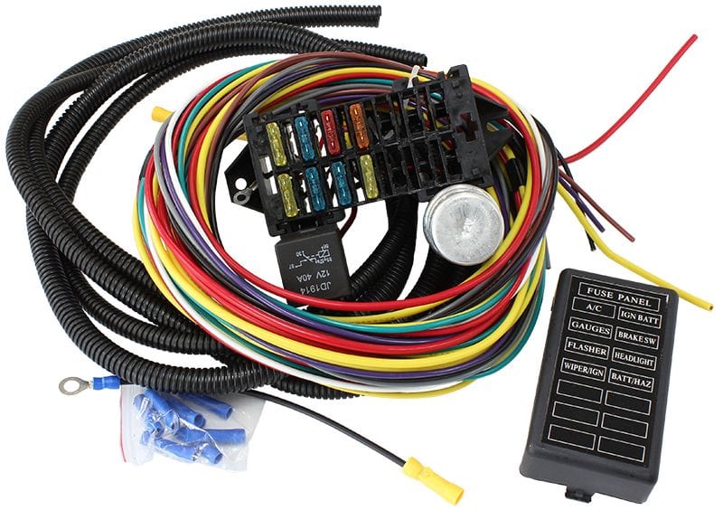 Aeroflow Performance Complete with Standard Fuses & Fuse Panel Complete Universal 8 Circuit Wiring Harness Kit AF49-1500 Autofit