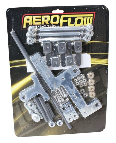 Aeroflow Performance Elite Chrome Finish. Suits Sideways Mounted Carburettors 4150 Series Dual Carburettor Blower Linkage Kit AF42-1070 Autofit