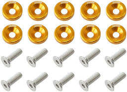 Aeroflow Performance Gold Finish Billet Dress-Up/Fender Bolt Kit M6 x 1.00mm (20mm UHL) AF64-4365G Autofit