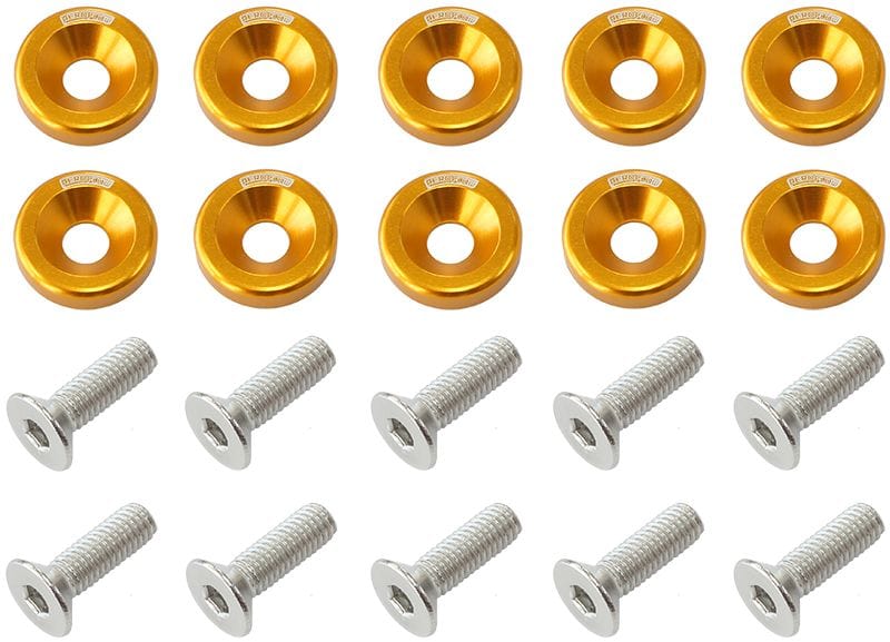 Aeroflow Performance Gold Finish Billet Dress-Up/Fender Bolt Kit M6 x 1.00mm (20mm UHL) AF64-4365G Autofit