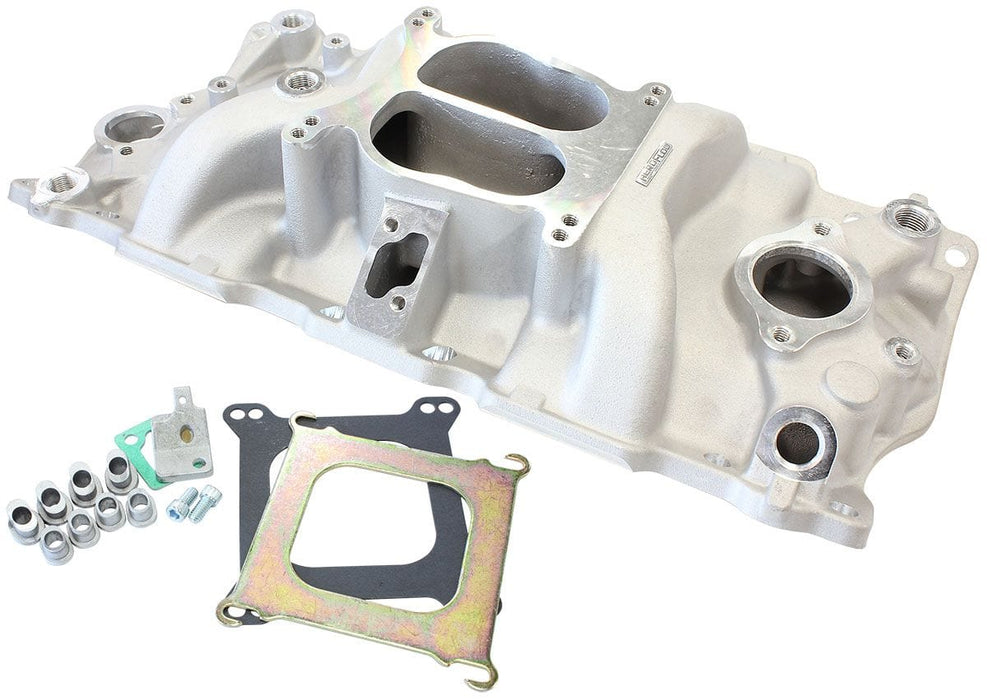 Aeroflow Performance Idle - 5500 RPM, Square Bore Carburettor Pad, EGR Mode l SB Chev Classic Dual Plane Intake Manifold, Natural Cast Finish AF6011-1000 Autofit