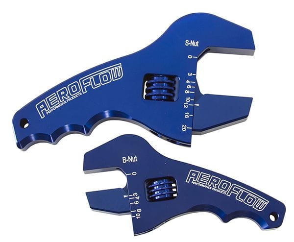 Aeroflow Performance Includes 1 x 3-1/2" Small & 1 x 4-1/2" Large Shorty Spanners Adjustable Grip AN Wrench Kit, Blue AF98-2039 Autofit