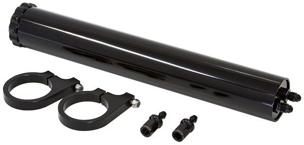 Aeroflow Performance Includes 5/16"" Barb Fittings & Mounts. 13" (325mm) Height x 2" (50mm Billet Aluminium Radiator Over Flow Tank - Black AF77-1021BLK Autofit