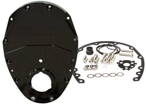 Aeroflow Performance Includes Gaskets, Seals, Roller Cam button, Mounting Hardware and Rep Small Block Chev 350 2-Piece Billet Timing Cover - Black Finish AF64-4350BLK Autofit