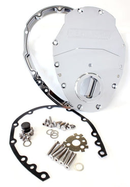 Aeroflow Performance Includes Gaskets, Seals, Roller Cam button, Mounting Hardware and Rep Small Block Chev 350 2-Piece Billet Timing Cover - Chrome Finish AF64-4350C Autofit