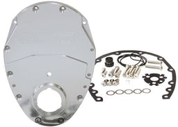 Aeroflow Performance Includes Gaskets, Seals, Roller Cam button, Mounting Hardware and Rep Small Block Chev 350 2-Piece Billet Timing Cover - Silver Finish AF64-4350S Autofit