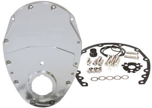 Aeroflow Performance Includes Gaskets, Seals, Roller Cam button, Mounting Hardware and Rep Small Block Chev 350 2-Piece Billet Timing Cover - Silver Finish AF64-4350S Autofit
