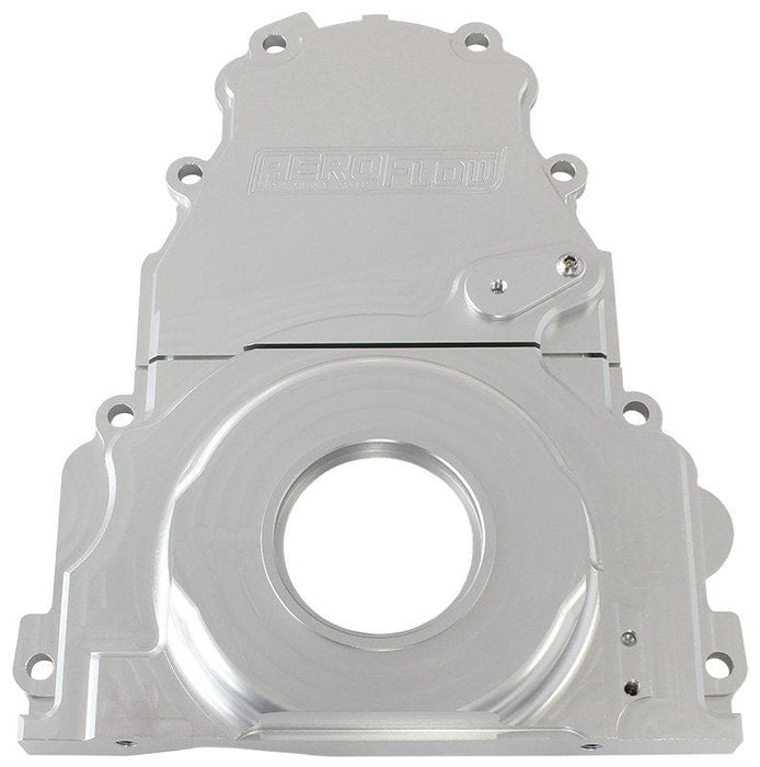 Aeroflow Performance Includes Mounting Hardware and Cam Sensor Plug GM LS 2-Piece Billet Timing Cover - Silver Finish AF64-4361S Autofit