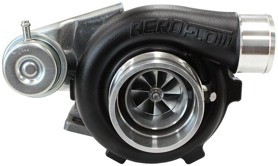Aeroflow Performance Internal Wastegate, T25 / T28 Inlet Flange, 5-Bolt Exhaust Flange BOOSTED 4647 .64 Turbocharger 475HP, Hi Temp Black Finish AF8005-2000BLK Autofit