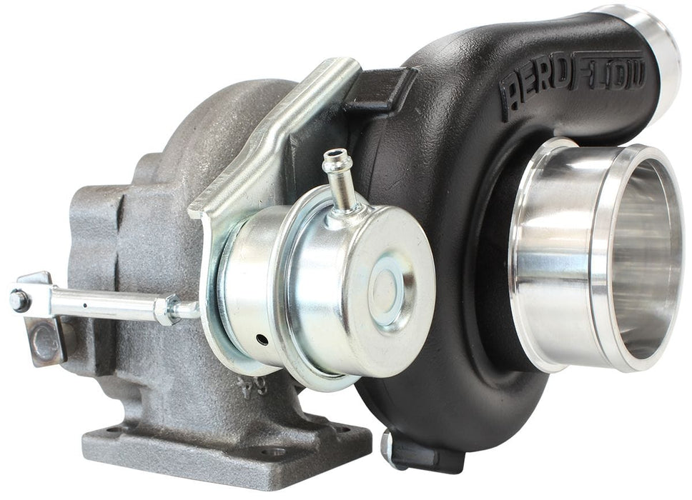 Aeroflow Performance Internal Wastegate, T25 / T28 Inlet Flange, 5-Bolt Exhaust Flange BOOSTED 4647 .86 Turbocharger 475HP, Hi Temp Black Finish AF8005-2001BLK Autofit
