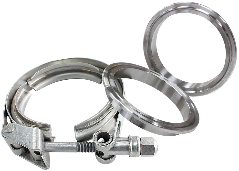 Aeroflow Performance Kit Includes 2 x Aluminium Weld Rings and 1 x Stainless Steel Clamp 2-1/4" (57mm) V-Band Clamp Kit with Aluminium Weld Flanges AF92-2250D Autofit