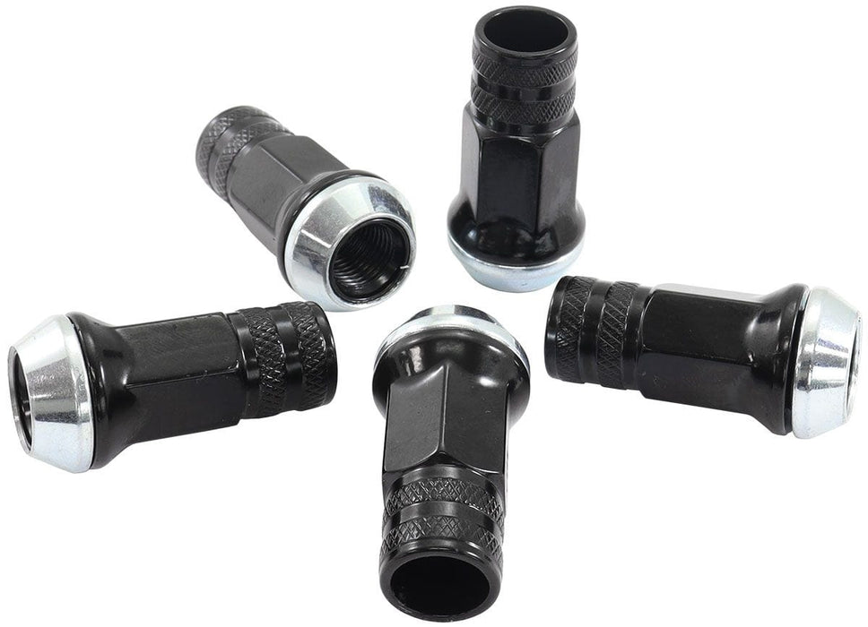 Aeroflow Performance Pack of 5, 60 Degree Taper Acorn Long Open Black Wheel Nuts - M14 x 1.50mm AF3018-3000 Autofit