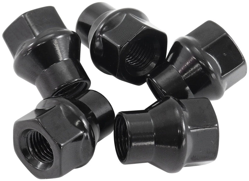 Aeroflow Performance Pack of 5, 60 Degree Taper with 0.300" Shank Conical ET Style Open Black Wheel Nuts - M12 x 1.50mm AF3016-4000 Autofit