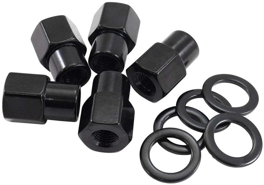 Aeroflow Performance Pack of 5, Washer Seat with Shank 0.550" Shank Open Black Wheel Nuts - M14 x 1.50mm AF3018-6000 Autofit