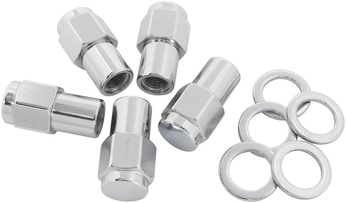 Aeroflow Performance Pack of 5, Washer Seat with Shank 0.750" Shank Closed Chrome Wheel Nuts - M12 x 1.50mm AF3046-7000 Autofit