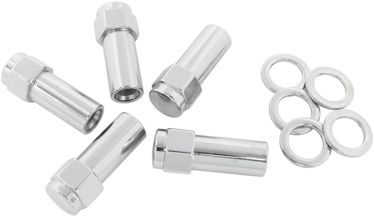 Aeroflow Performance Pack of 5, Washer Seat with Shank 1.380" Shank Closed Chrome Wheel Nuts - M14 x 1.50mm AF3048-9000 Autofit