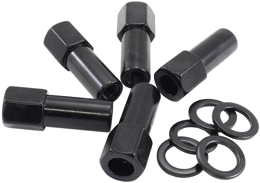 Aeroflow Performance Pack of 5, Washer Seat with Shank 1.380" Shank Open Black Wheel Nuts - 7/16-20" AF3011-9000 Autofit