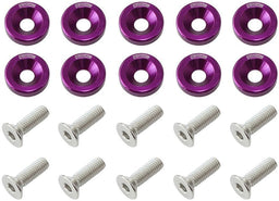 Aeroflow Performance Purple Finish Billet Dress-Up/Fender Bolt Kit M6 x 1.00mm (20mm UHL) AF64-4365PUR Autofit
