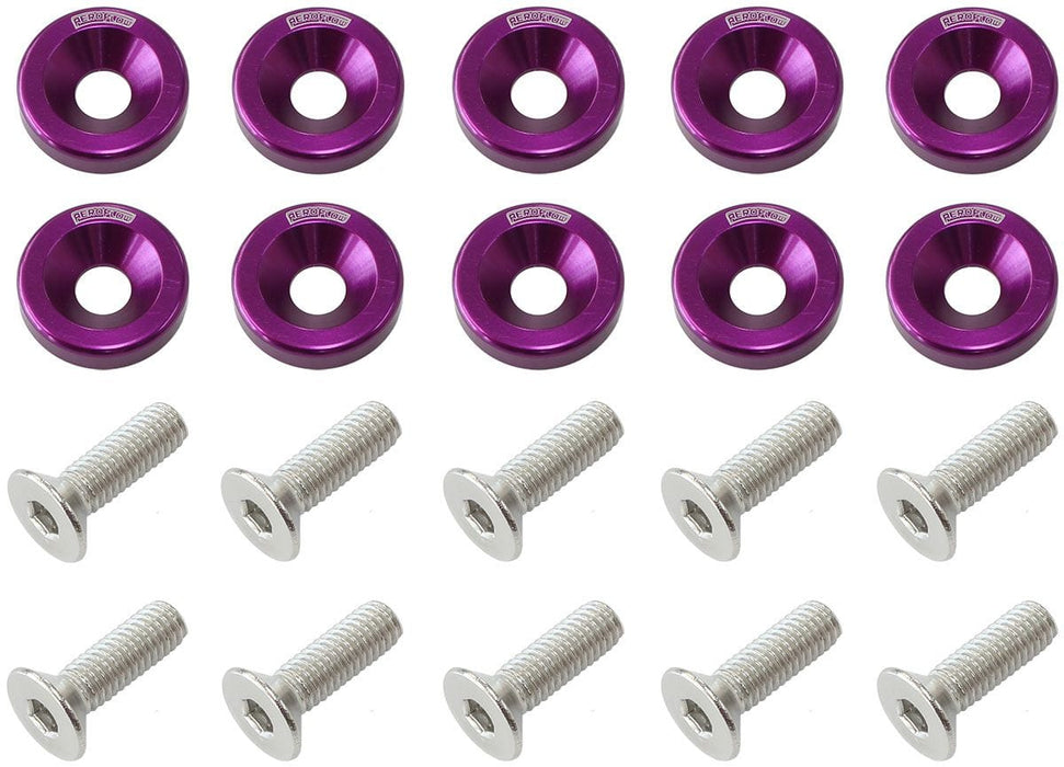 Aeroflow Performance Purple Finish Billet Dress-Up/Fender Bolt Kit M8 x 1.25mm (20mm UHL) AF64-4374PUR Autofit