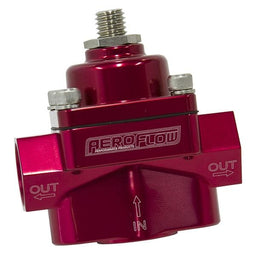 Aeroflow Performance Red Finish. 1-4 psi Adjustable Billet 2-Port Fuel Pressure Regulator with 3/8" NPT Ports AF49-4001R Autofit