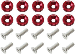 Aeroflow Performance Red Finish 5/16" Billet Dress-Up / Fender Bolt Kit (10 pack) AF64-4371R Autofit