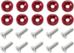 Aeroflow Performance Red Finish Billet Dress-Up/Fender Bolt Kit M8 x 1.25mm (20mm UHL) AF64-4374R Autofit