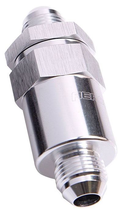 Aeroflow Performance Silver Finish. 2" Length 30 Micron Billet Fuel Filter -6AN AF609-06S Autofit