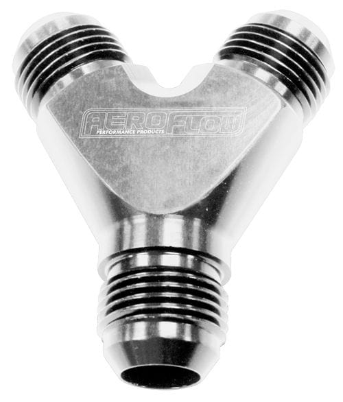 Aeroflow Performance Silver Finish. 3 x -3AN Male Billet Y-Block AF930-03-03S Autofit