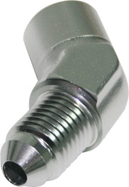 Aeroflow Performance Silver Finish 45° Female NPT to Male AN Adapter 1/8" to -3AN AF371-03S Autofit