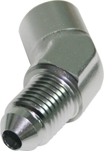 Aeroflow Performance Silver Finish 45° Female NPT to Male AN Adapter 1/8" to -3AN AF371-03S Autofit
