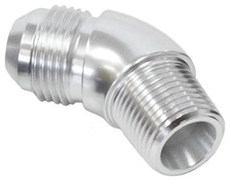 Aeroflow Performance Silver Finish 45° NPT to AN Full Flow Adapter 3/4" to -10AN AF523-10-12S Autofit