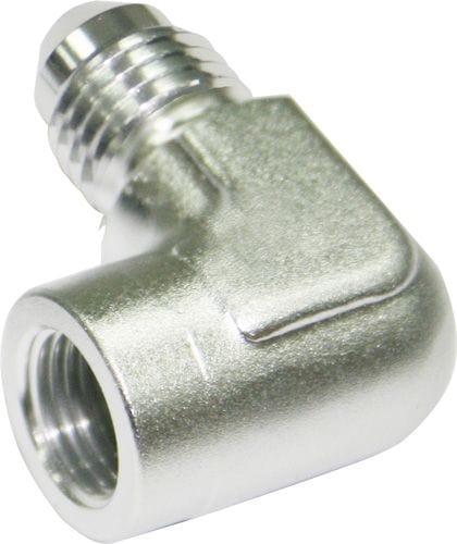 Aeroflow Performance Silver Finish 90° Female NPT to Male AN Adapter 1/8" to -4AN AF373-04S Autofit
