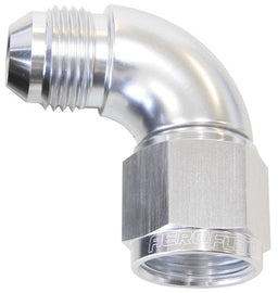 Aeroflow Performance Silver Finish 90° Full Flow Female/Male Flare Swivel -6AN AF543-06S Autofit