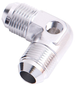 Aeroflow Performance Silver Finish 90° Male Flare Union with 1/8" Port -6AN AF821-06PS Autofit