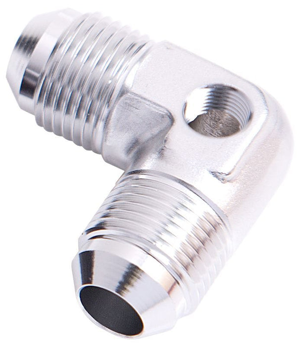 Aeroflow Performance Silver Finish 90° Male Flare Union with 1/8" Port -6AN AF821-06PS Autofit