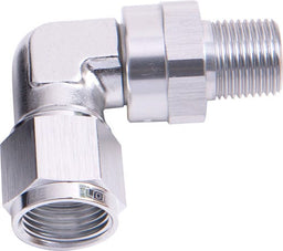 Aeroflow Performance Silver Finish 90° Male NPT to Female AN Adapter 1/4" to -8AN AF923-08-04S Autofit