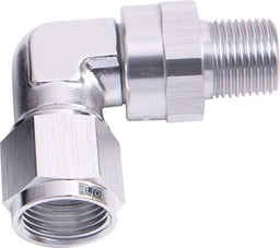Aeroflow Performance Silver Finish 90° Male NPT to Female AN Adapter 1/8" to -4AN AF923-04-02S Autofit