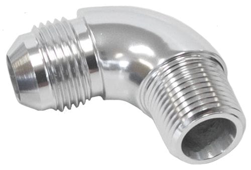 Aeroflow Performance Silver Finish 90° NPT to AN Full Flow Adapter 1/2" to -6AN AF522-06-08S Autofit
