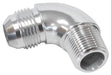 Aeroflow Performance Silver Finish 90° NPT to AN Full Flow Adapter 1/4" to -4AN AF522-04-04S Autofit