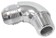 Aeroflow Performance Silver Finish 90° NPT to AN Full Flow Adapter 1/8" to -6AN AF522-06-02S Autofit
