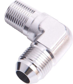 Aeroflow Performance Silver Finish 90° NPT to Male Flare Adapter 1/8" to -3AN AF822-03S Autofit