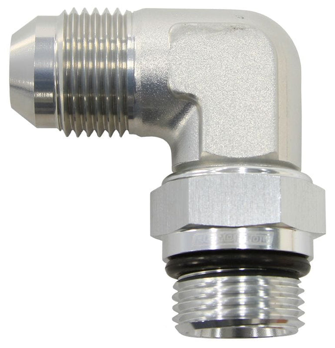 Aeroflow Performance Silver Finish 90° ORB Swivel to Male Flare Adapter -8AN to -10AN AF949-10-08S Autofit