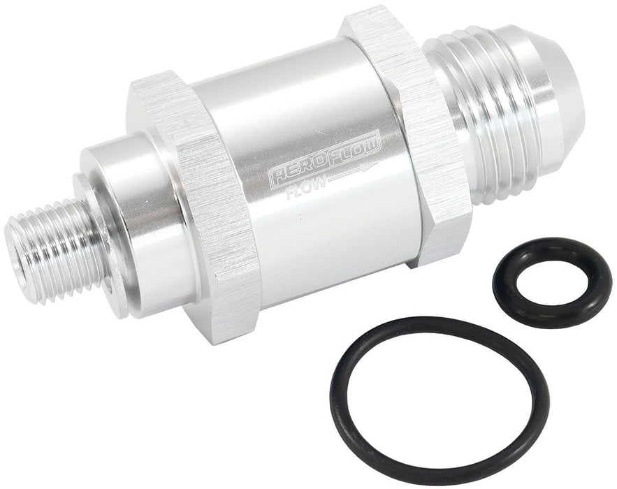Aeroflow Performance Silver Finish EFI Fuel Pump Check Valve -8AN (M10 x 1.00mm) AF616-08S Autofit