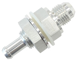 Aeroflow Performance Silver Finish Fuel Cell Bulkhead Fitting -8AN to 1/2" Barb AF927-08-08S Autofit